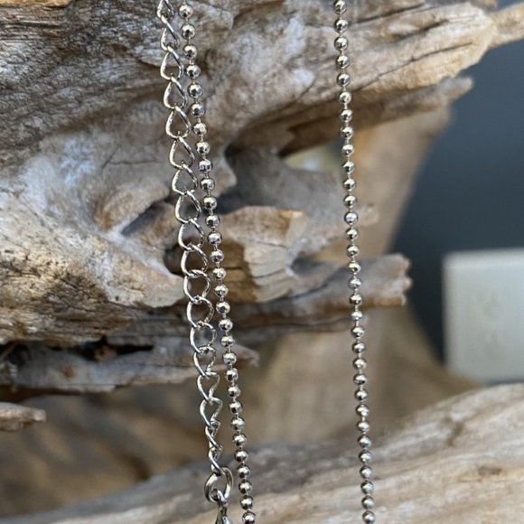 New Silver Heart Chain and Pendant Necklace W/Pave -Reversable - Picture 5 of 6